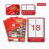 Tanex TW-2318 - 83 x 30 mm Laser Etiket 100 Adet Ücretsiz Kargo - 1
