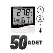 50 Adet Dijital Termometre Sıcaklık Ve Nem Ölçer Masa Saati Alarm A33 - (50 Adet.). - 3