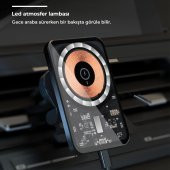 Winex 15W Magsafe Sensörlü Araç İçi Kablosuz Hızlı Şarj Aleti ve Telefon Tutucu YK3454 - 4