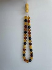 Renk Karması Doğal Kaya Damla Kehribar Tesbih 33lük 11mm 27,20 Gram thumbnail 7