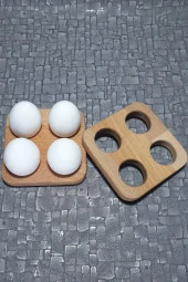 Ahşap Kütük 4’lü Yumurtalık Sofra Sunumu Kz1019e - 1