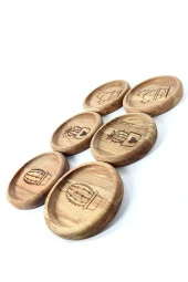 Ahşap Fincan Ve Bardak Altlığı 6lı Kahve Altı Oval thumbnail 2