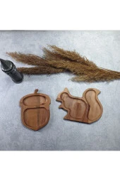 Ahşap Sincap Fındık Servis Tabağı Düzenleyici Çerezlik Baharatlık Kz10201 - 2