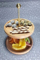 Ahşap Katlı Kurabiyelik Oval Kz10121 - 2