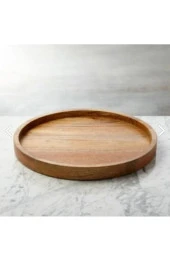 Masif Kayın Ahşap Büyük Boy Sunum Tabağı 30 Cm Dekoratif - 1