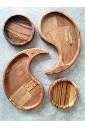 Çerezlik Sunum Tabağı 4 Parça Set Kahvaltılık Kayın - 1