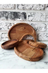 Çerezlik Sunum Tabağı 4 Parça Set Kahvaltılık Kayın - 3