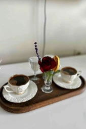 Ahşap Servis Sunum Tahtası Dekoratif Tabak Büyük Boy 37 Cm - 4