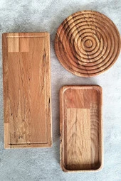 Kesme Tahtası Sunum Tahtası 3 Parça Servis Tabağı Pro Seri - 2