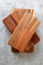 Kayın Kesme Tahtası 3 Parça Sunum Seti Servis Tabağı Kahvaltı Tabağı Doğal - 3