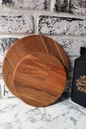 Servis Tabağı Kayın Tabak 2'li Kesme Tahtası Kahvaltı Tabağı - 1