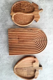 Sunum Servis Tabağı 3 Parça Dekoratif Tabak Çerezlik - 1