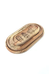 Doğal Ahşap Kayın Ağacı 3'lü Sunum Tepsisi - 2