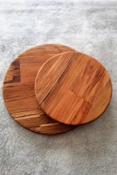 Servis Tabağı Kayın Tabak 2'li Kesme Tahtası Kahvaltı Tabağı - 4