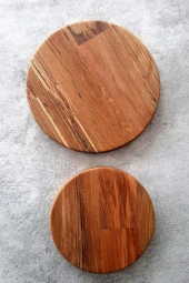 Servis Tabağı Kayın Tabak 2'li Kesme Tahtası Kahvaltı Tabağı - 5