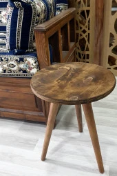 Koltuk Sehpası Yan Sehpa Çay Sehpası Servis Sehpası Doğal Ahşap El Yapımı - 1