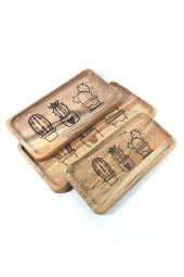 3'lü Set Doğal Ahşap Servis Sunum Ve Servis Tabakları - 1