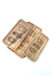 3'lü Set Doğal Ahşap Servis Sunum Ve Servis Tabakları - 3