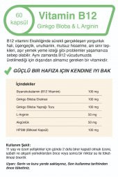 Vitamin B12 Ginkgo Biloba Kapsül L-arginin 500mg 60 Kapsül - 4