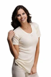 Hasyün Bayan Krem Yün Kısa Kol Kaşkorse Fanila - 1