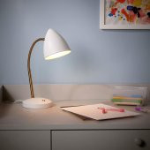 LED'li Çalışma-Okuma Lambası MeridyenDukkan Beyaz-Gold Rengi Masa Lambası - 6