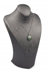 Prehnite Doğal Taş Gümüş Renkli Kolye thumbnail 2