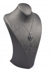 Bulutlu Kuvars Doğal Taş Gümüş Renkli Kolye thumbnail 2