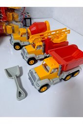 Erkek Çocuk Oyuncak 3Lü İş Makine Seti Kamyon Beton Mikseri 3 lü Kurtarma Aracı thumbnail 2
