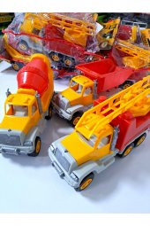 Erkek Çocuk Oyuncak 3Lü İş Makine Seti Kamyon Beton Mikseri 3 lü Kurtarma Aracı thumbnail 3