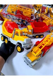 Erkek Çocuk Oyuncak 3Lü İş Makine Seti Kamyon Beton Mikseri 3 lü Kurtarma Aracı thumbnail 4