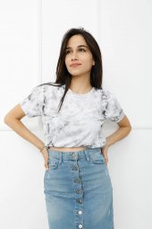 Bati̇k Desenli Crop Füme - 411.0311. - 1