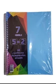 5+2 Ayraçlı Defter 7 Konulu 175 Yaprak 1 Adet 5 Kareli 2 Çizgili Spralli Plastik Kapak Seperatörlü - 3