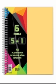 5+1 Ayraçlı Defter 6 Konulu 150 Yaprak 1 Adet 5 Kareli 1 Çizgili Spralli Plastik Kapak Seperatörlü - 9