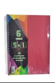 5+1 Ayraçlı Defter 6 Konulu 150 Yaprak 1 Adet 5 Kareli 1 Çizgili Spralli Plastik Kapak Seperatörlü - 1
