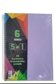 5+1 Ayraçlı Defter 6 Konulu 150 Yaprak 1 Adet 5 Kareli 1 Çizgili Spralli Plastik Kapak Seperatörlü - 3
