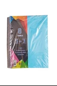 5+3 Ayraçlı Defter 8 Konulu 200 Yaprak 1 Adet 5 Kareli 3 Çizgili Spralli Plastik Kapak Seperatörlü - 3