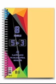 5+3 Ayraçlı Defter 8 Konulu 200 Yaprak 1 Adet 5 Kareli 3 Çizgili Spralli Plastik Kapak Seperatörlü - 7
