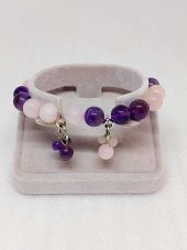 Ametist & Pembe Kuvars Taşı Pandora Bileklik 10mm - 2
