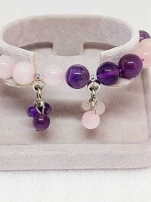 Ametist & Pembe Kuvars Taşı Pandora Bileklik 10mm - 4