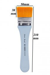 Zemin Furçası 5 Numara 50 mm Sentetik İpek Uçlu Kıl 1 Adet Akrilik Guaj Yağlı Boya Fırçası Zemin Fırça Mavi Saplı - 1