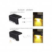 SOLAR GÜNEŞ ENERJİLİ KÖŞEBENT MERDİVEN VERANDA BAHÇE LED LAMBA 4 LÜ SET - 2