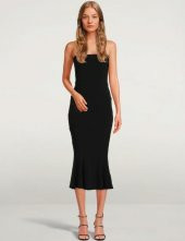 Kadın Fırfır Detay Jarse Straplez Kesim Midi Elbise thumbnail 1