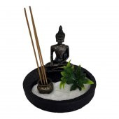 T.Concept Buda Heykeli Metal Yuvarlak Mini Zen Bahçesi - 1