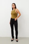 Kadın Siyah Jean Pantolon Düşük Bel thumbnail 2