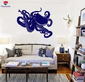 Ahtapot Banyo Dekoratif Sticker Deniz Hayvanı Deniz Okyanus Banyo Duvar Sticker Benzersiz Hediyelik - 1