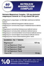 Nutraxin Magnezyum Complex 60 Tablet 250 Mg - Bisiglinat - Taurat - Malat - Sitrat - B6 thumbnail 2
