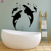Banyo Dekoratif Duvar Sticker Katil Balina Deniz Okyanus Tarzı Banyo Dekor Çıkartmaları - 1