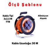 Bylion IP44 Plastik Makaralı Seyyar Kapaklı 4 Prizli Uzatma Kablosu 3x2.5 mm 30 Metre Termal Sigorta - 3