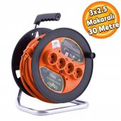 Bylion Ip20 Plastik Makaralı Seyyar 4 Prizli Uzatma Kablosu 3X2.5 Mm Ttr Kablo 30 Metre Termal Sigorta - 1