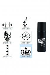 Pusula Taç Spray Tattoo Geçici Sprey Dövme Seti thumbnail 1